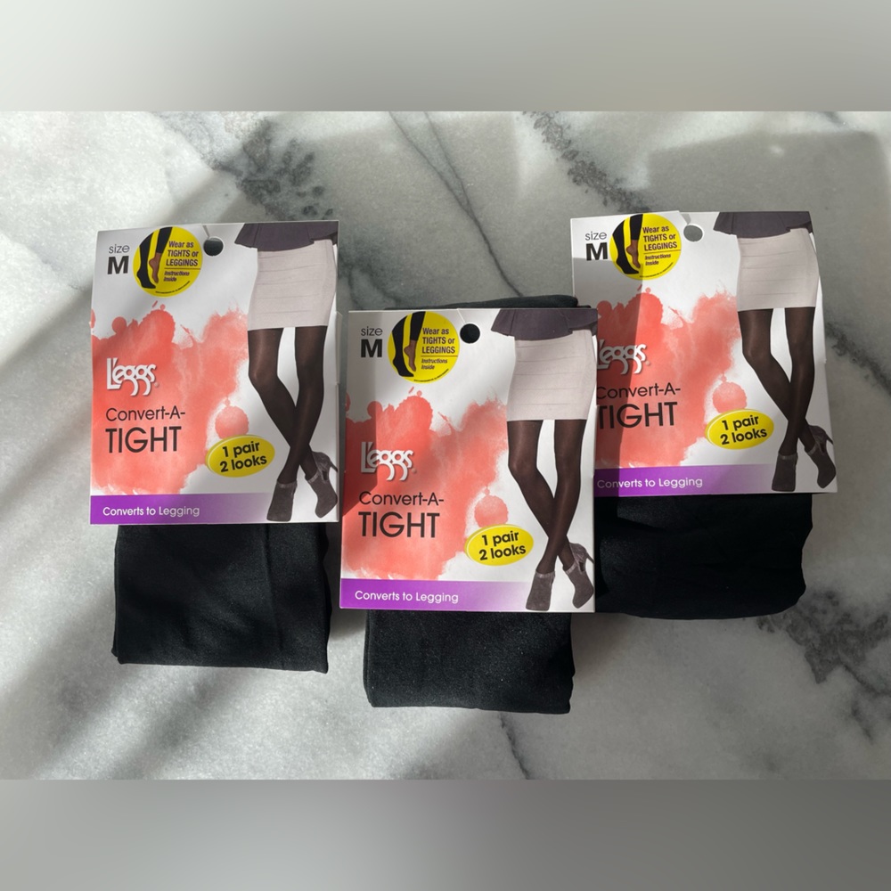 L’eggs convert-a-tight set of 3 in black. Brand new and never worn.